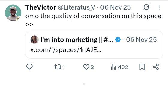 Post praising the quality of conversation on the Growth Series space